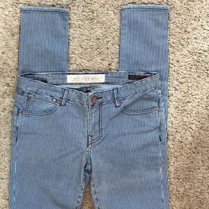 Williamsburg Garment Co. striped custom low rise skinny jeans made in Brooklyn